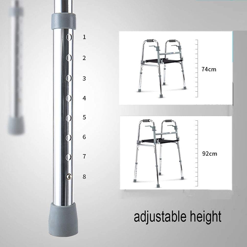 Folding Elderly Walker Lightweight Aluminum Alloy Walking Frame Daily Living Aid with Seat and Folding Handle Transport Chair