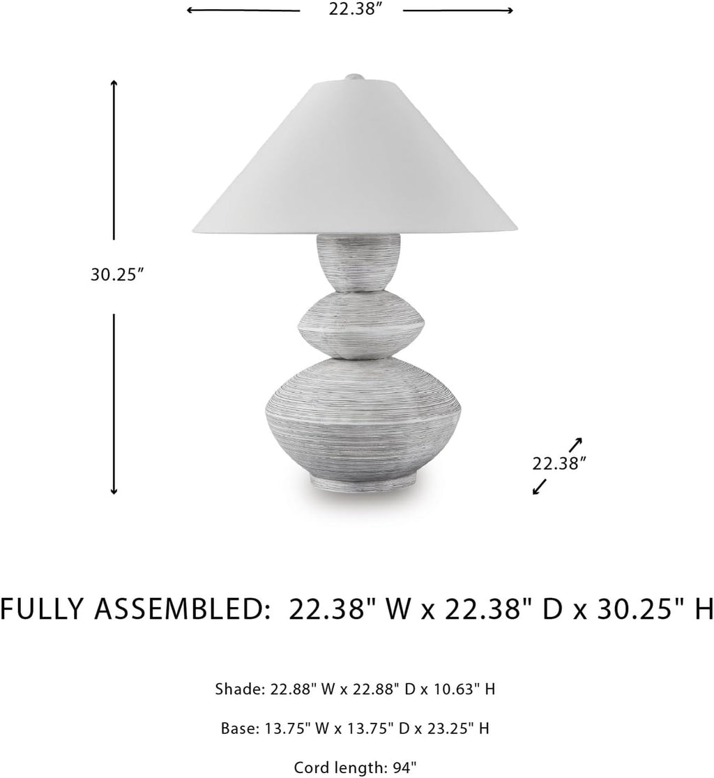 Signature Design by Ashley Brickdon Minimalist Polyresin Table Lamp with On/Off Switch, Light Gray & White