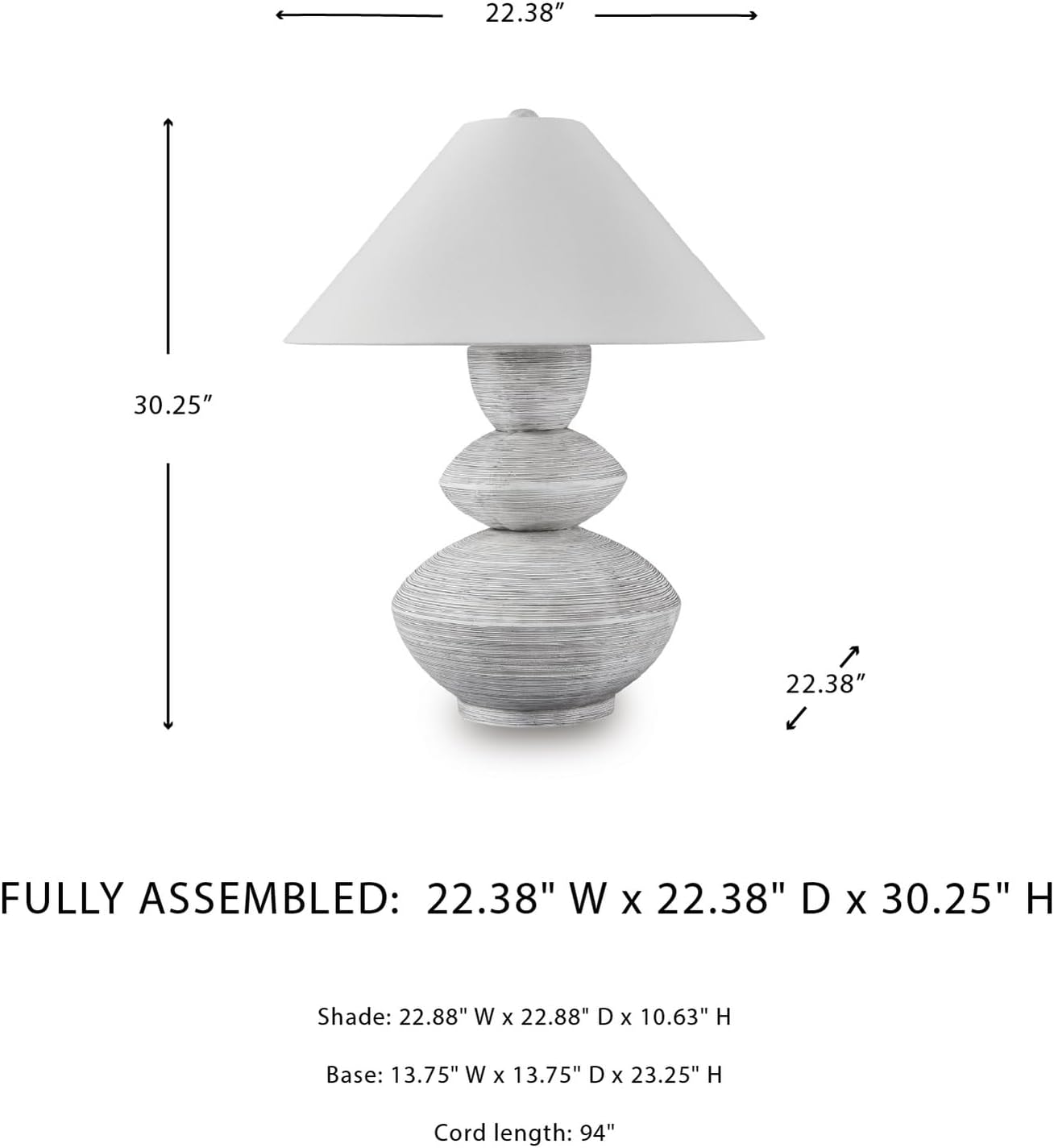 Signature Design by Ashley Brickdon Minimalist Polyresin Table Lamp with On/Off Switch, Light Gray & White
