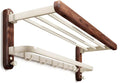 Space Aluminum+Solid Wood Towel Rack,Double Layer Bar Wall Mounted,with Foldable Shelf and Hooks,Bathroom Accessories,for Bedroom Bathroom Kitchen