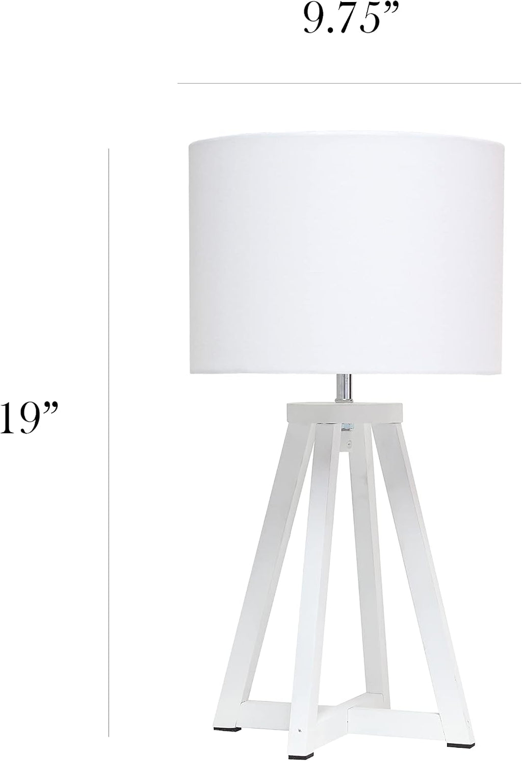 Simple Designs LT1069-WOW Interlocked Triangular White Wood Table Lamp with White Fabric Shade (Pack of 4)