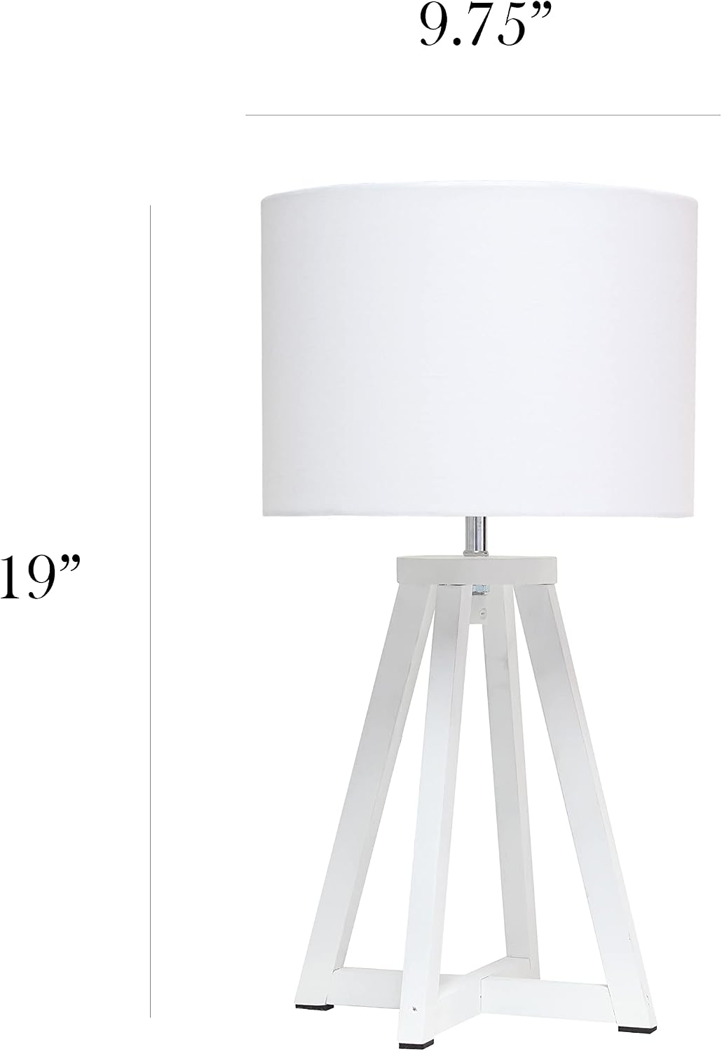 Simple Designs LT1069-WOW Interlocked Triangular White Wood Table Lamp with White Fabric Shade (Pack of 4)