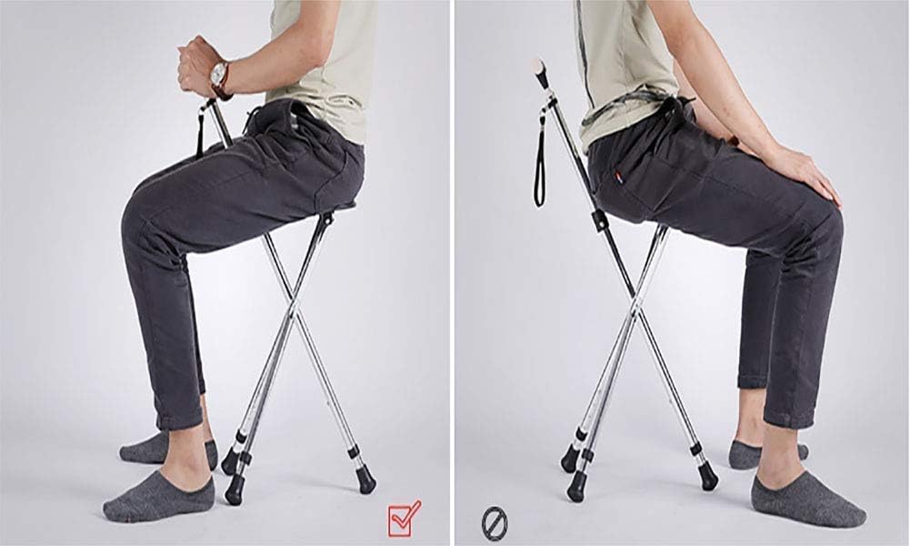 Adjustable Crutches, Portable Folding Cane Seat Lightweight Adjustable Height Walking Chair Elderly Folding Tripod Disability Aid Crutches It's so Kind of You powerfully