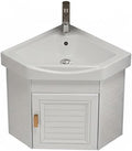 Floating Bathroom Corner Vanity with Open Shelve, Wall Mounted Design for Small Space, Bathroom and Cloakroom, Above Counter Design(White,38 x 38 cm Main Cabinet)