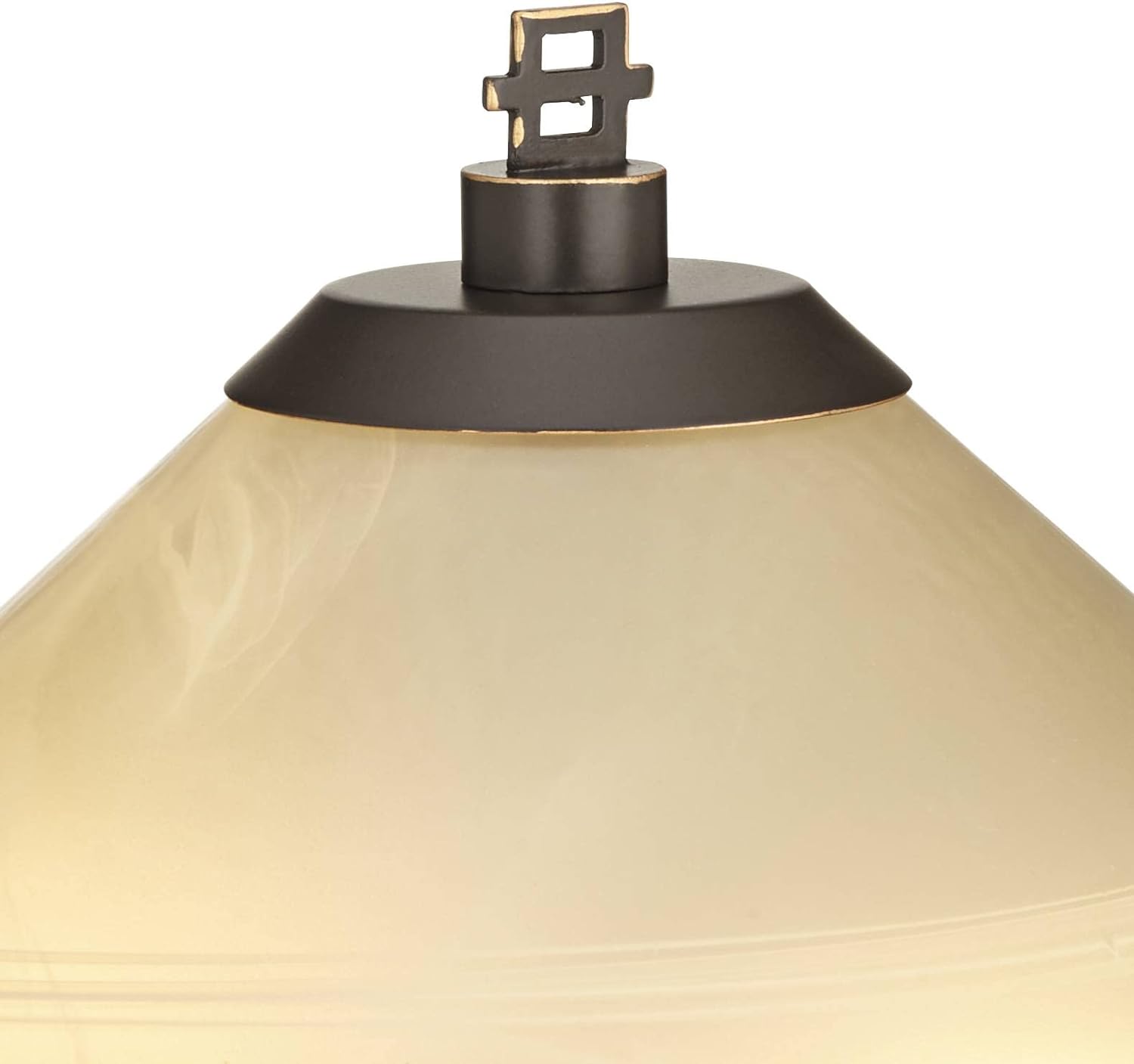 Franklin Iron Works Metro Collection Planes 'n' Posts Mission Rustic Accent Table Lamp 23.5' High Bronze Cone Alabaster Art Glass Shade Decor for Living Room Bedroom House Bedside (Color May Vary)