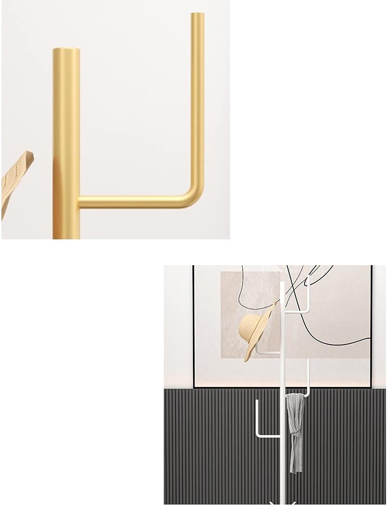 Coat Rack Freestanding, Coat Rack Household Floor-Standing Single Pole Coat Stand Modern Marble Metal Coat Shelf Bedroom Living Room Corridor Entrance Corner Hanger Coat Rack Tree (Color : 5) (6 )