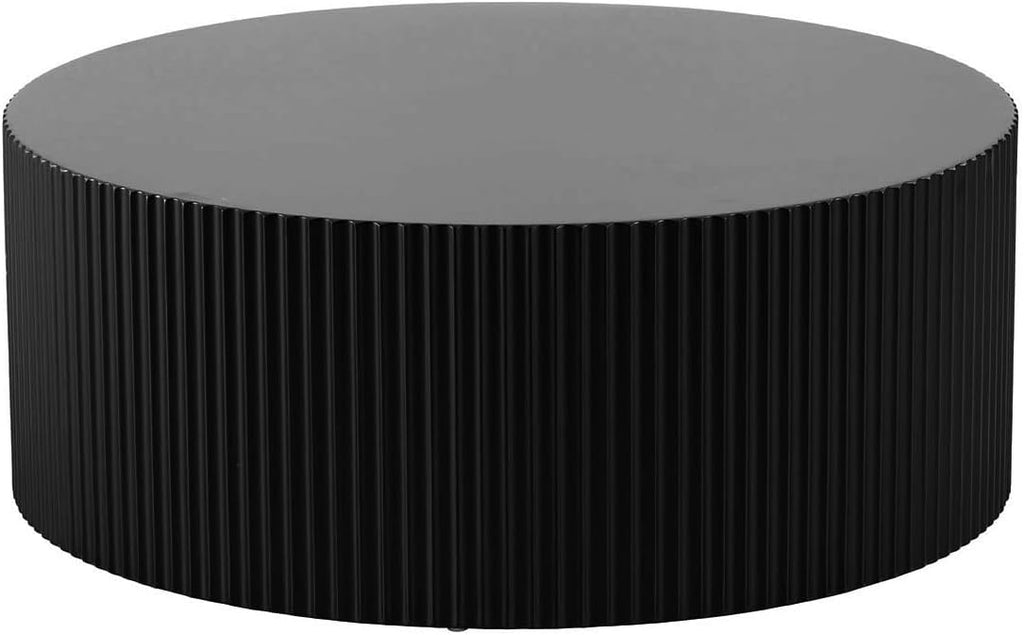 JUSTONE Black Round Coffee Table for Living Room, 35.43' Round Wood Circle Drum Coffee Table End Table Side Table for Home Office, Matte Black (ø35.4'' x 13.7'')