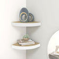 Corner Floating Shelves Wall Mounted,13.8 Inch Easy to Install Wall Corner Shelf,Wall Storage Shelves for Bedroom, Living Room, Bathroom, Kitchen, Office Concrete White (Brown & White 2 Pcs)