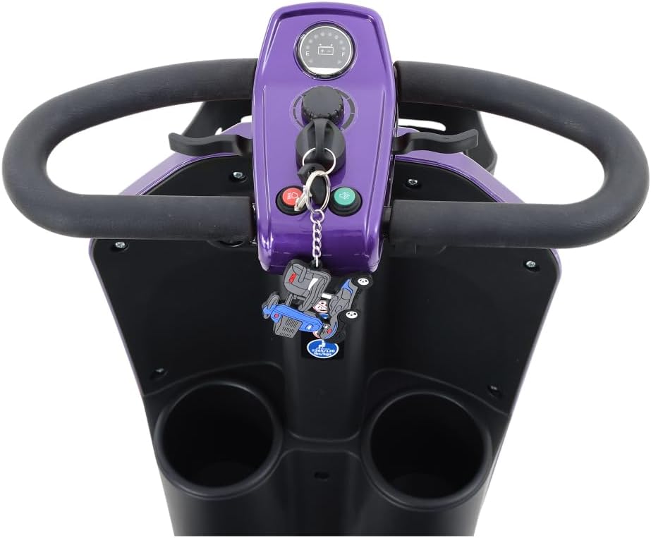 MAX Plus Emerald Outdoor Mobility Scooter - 16 Miles Range, Foldable Design, Anti-Tip Safety System, USB Charger & Cup Holder, 2 * 20AH Battery (300W Motor, 136kg Capacity) (Purple + Metal)