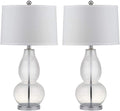 SAFAVIEH Lighting Collection Mercurio Crackle Glass Double Gourd 29-inch Bedroom Living Room Home Office Desk Nightstand Table Lamp Set of 2 (LED Bulbs Included)