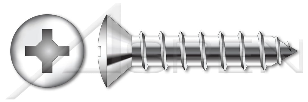 (1000 pcs) #14 X 3/4', Self-Tapping Sheet Metal Screws, Type A, Oval Phillips Drive, Stainless Steel