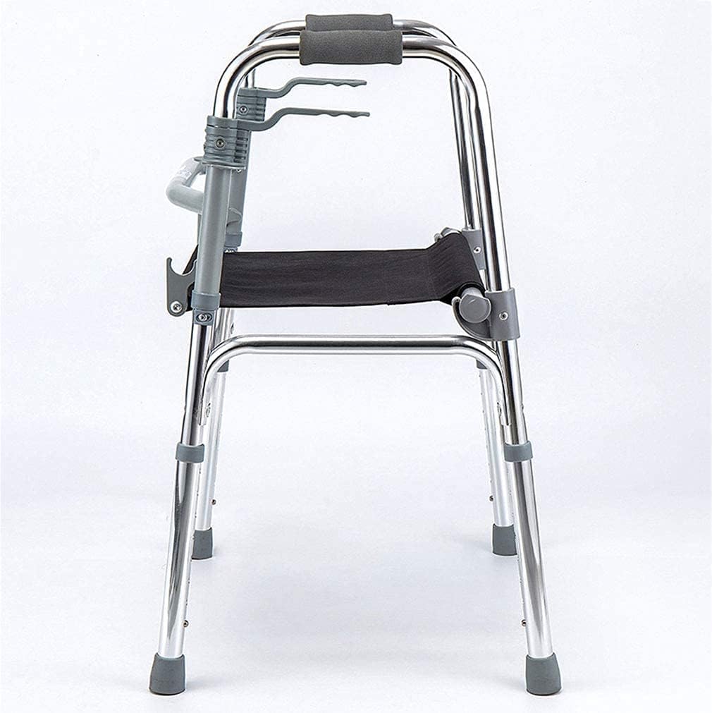 Folding Elderly Walker Lightweight Aluminum Alloy Walking Frame Daily Living Aid with Seat and Folding Handle Transport Chair
