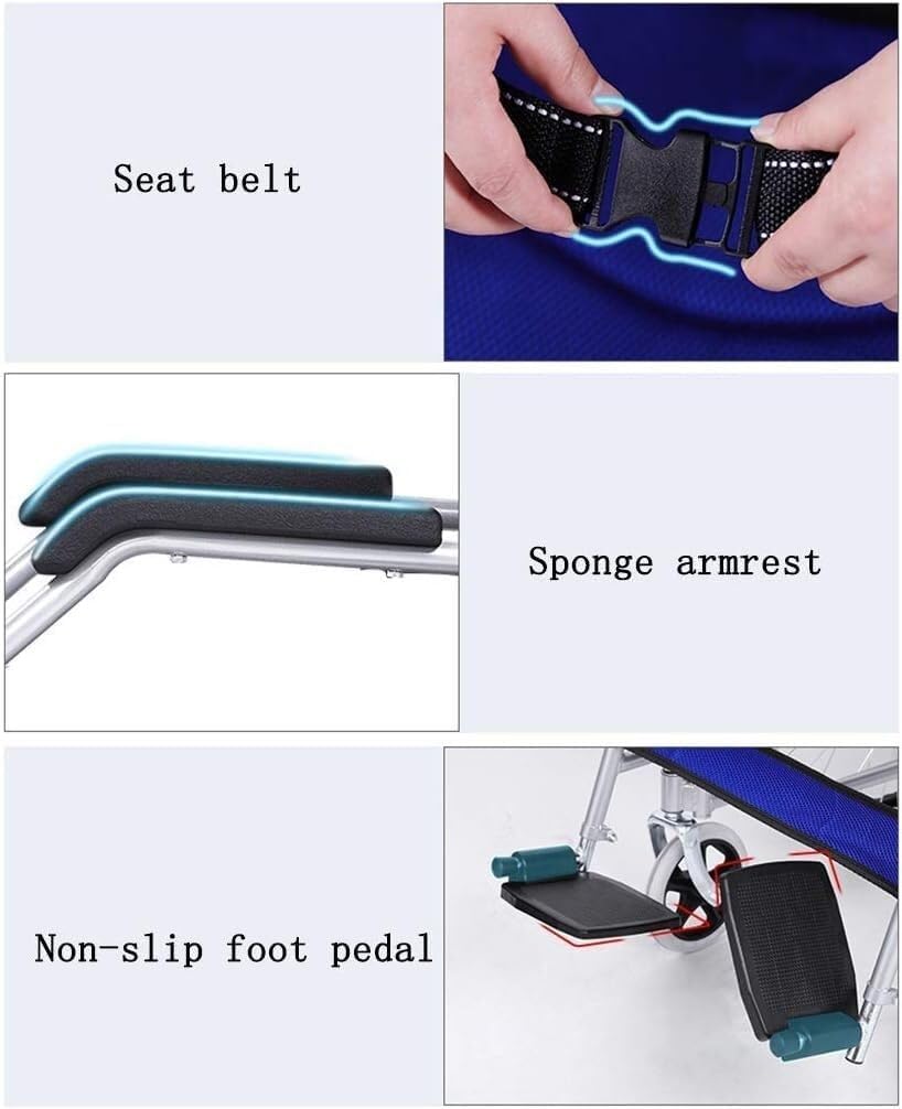 Wheelchair Self-propelled, Folding with Adjustable Foot Pedal Removable Backrest Double Brake Disabled/Elderly Manual Push Scooter,Portable