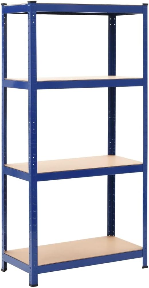 5-Layer Corner Shelf Industrial Racks Organizer for Living Room Garage Storage Racks Suitable for bedrooms, Living Rooms and Offices Silver Steel&Engineered Wood (Blue 31.5' x 15.7