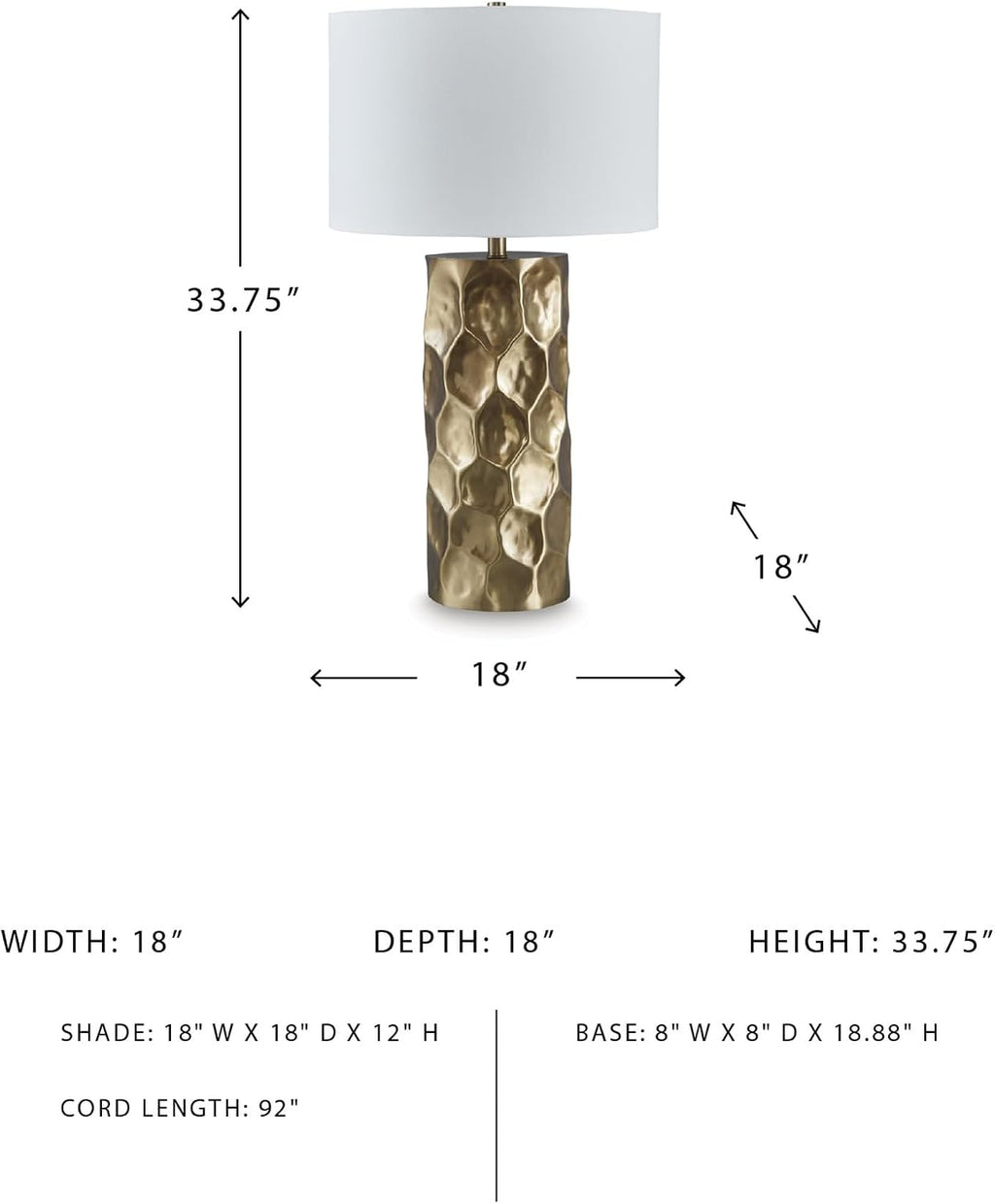 Signature Design by Ashley Marshawn Glam Metal Table Lamp with 3-Way Switch, Metallic