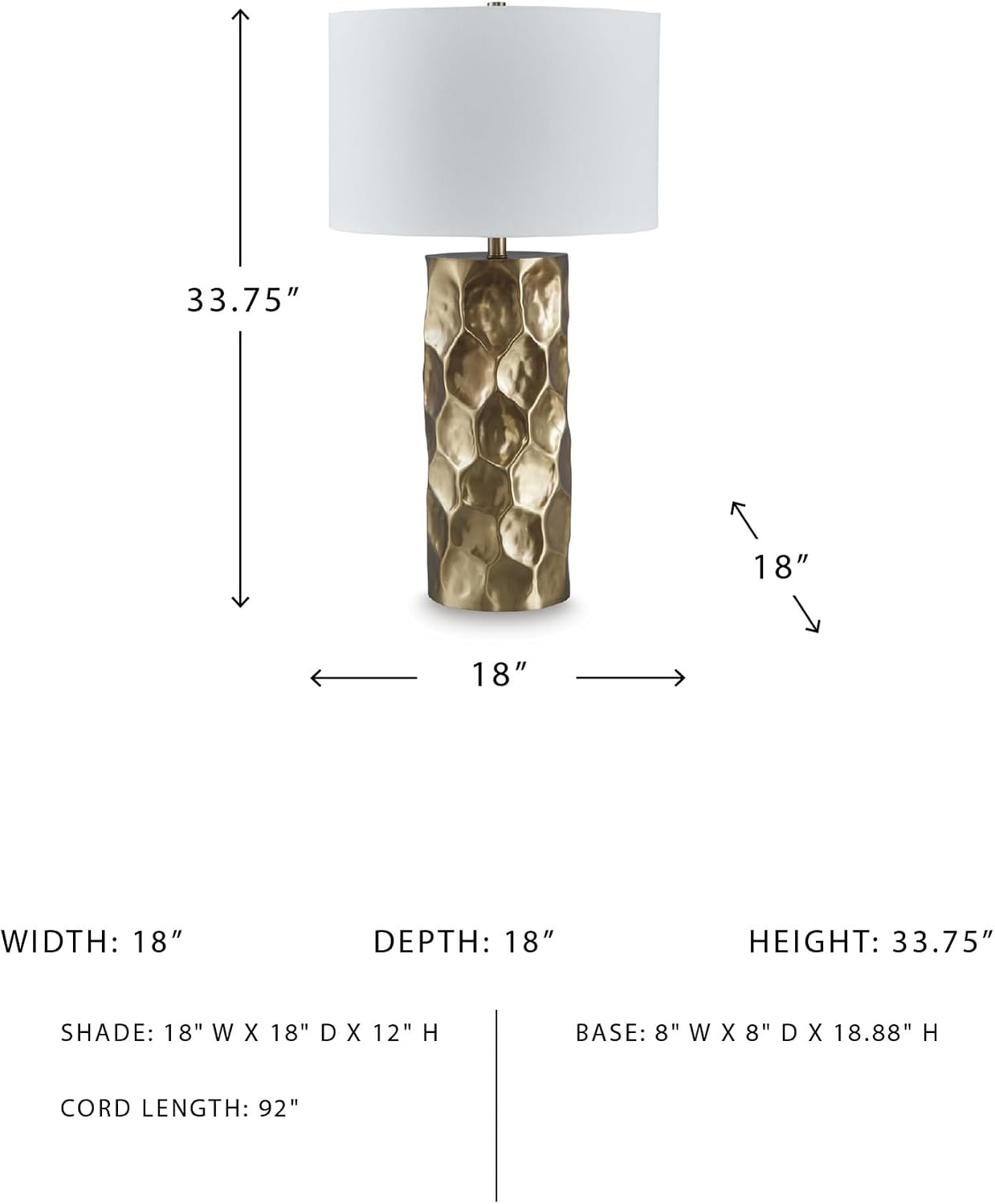 Signature Design by Ashley Marshawn Glam Metal Table Lamp with 3-Way Switch, Metallic
