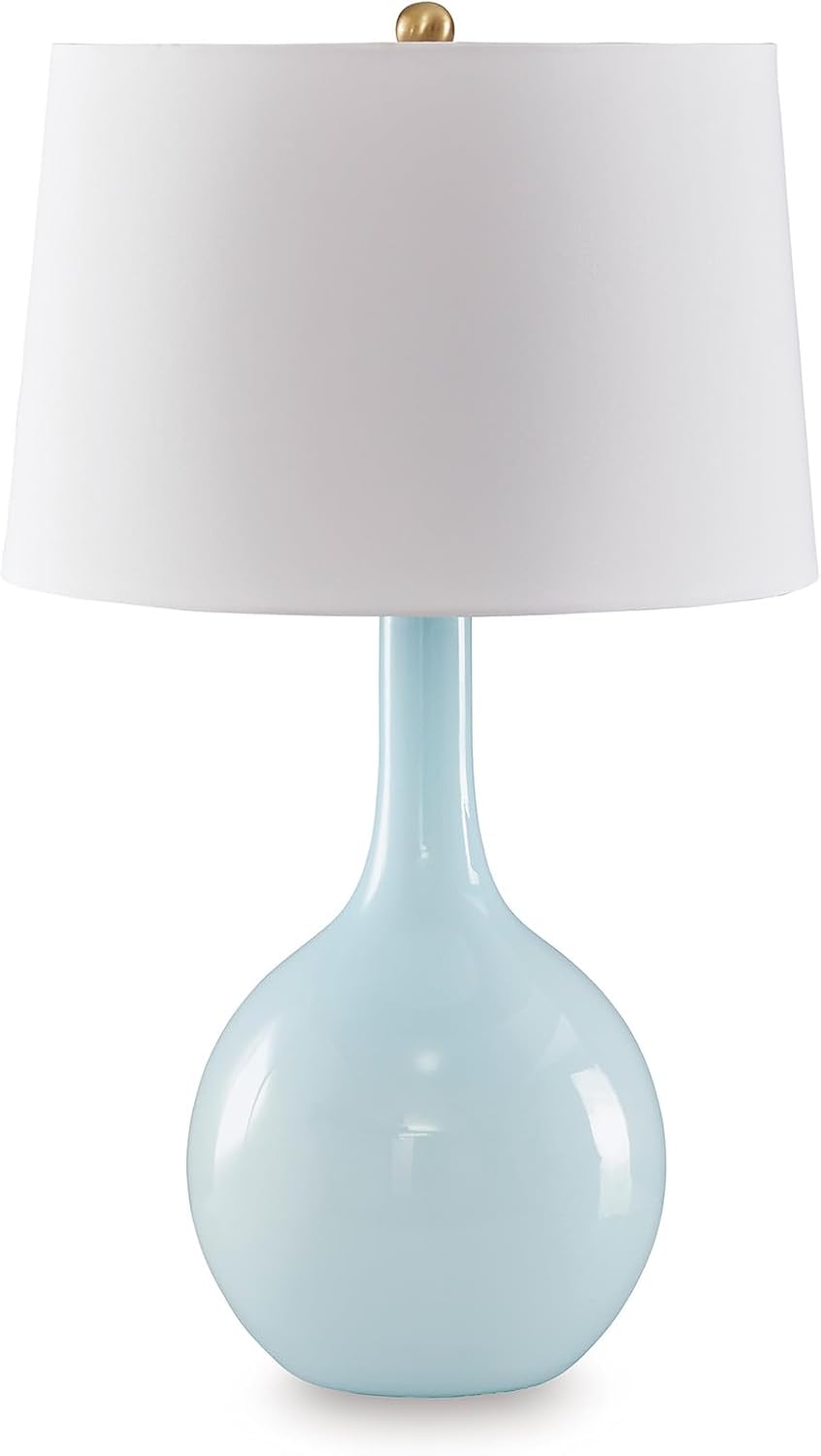 Signature Design by Ashley Rylanton Coastal Glass Table Lamp with 3-Way Switch, Light Blue