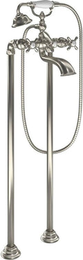 Moen S22105BN Weymouth Two Handle Tub Filler with Cross-Handles and Handshower, Brushed Nickel