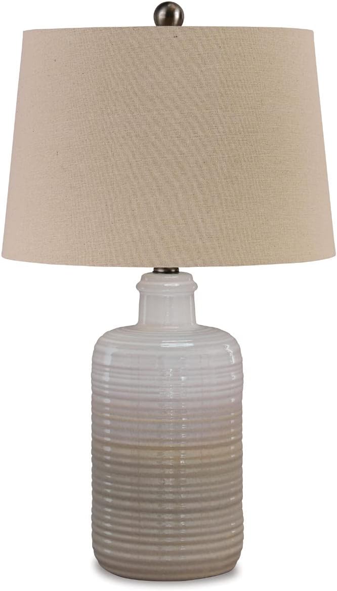 Signature Design by Ashley Marnina 25.5' Neutral Ceramic Table Lamp Set, 2 Count, Taupe