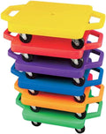 S&S Worldwide 16' Scooter Board with Handles - Set of 6 Multicolor Gym Scooters with Durable HDPE Plastic Base, Non-Marring 2' Casters, Hand Guards, 200 lb Capacity for PE Class, Indoor & Outdoor Play