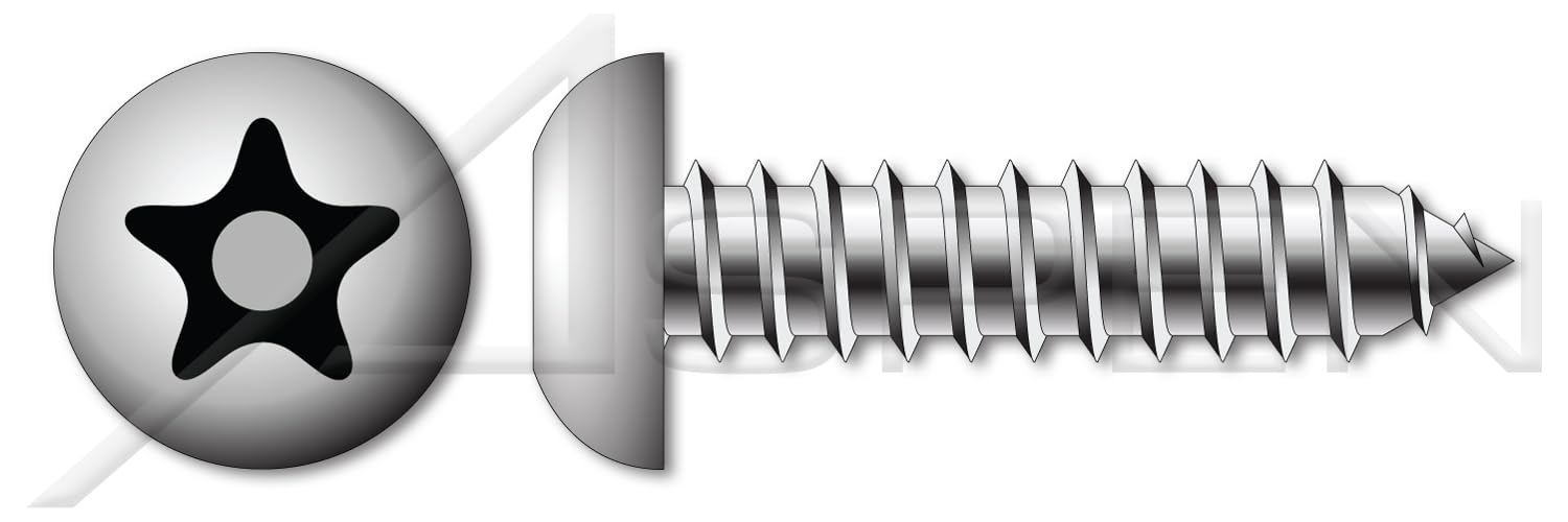 (100 pcs) #14 X 3/4', Self-Tapping Sheet Metal Screws, Button Head Tamper-Resistant Torx Plus(r) Pin Drive, Type AB, Stainless Steel
