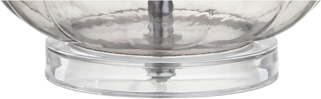 JONATHAN Y 28.5' Smoke Gray Glass Teardrop LED Table Lamp Set of 2 for Living Room Bedroom Nightstand, White Linen Shade Modern Transitional Bedside Desk Lamp (JYL1079D-SET2)