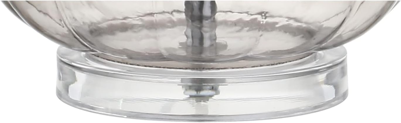 JONATHAN Y 28.5' Smoke Gray Glass Teardrop LED Table Lamp Set of 2 for Living Room Bedroom Nightstand, White Linen Shade Modern Transitional Bedside Desk Lamp (JYL1079D-SET2)