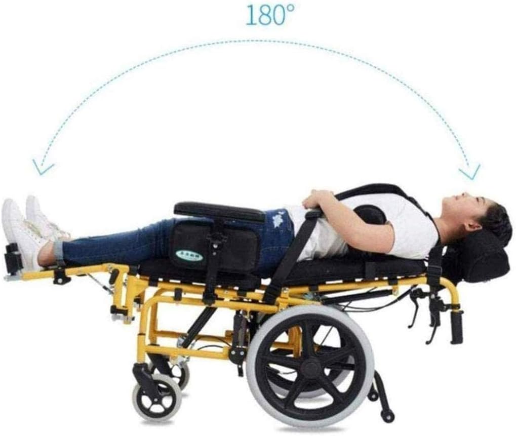 Wheelchair Self-Propelled, Portable Foldable Travel Trolley with Locking Handbrake Moveable and Flip Arm Disabled/Elderly/Child Trolley Scooter,Portable (Adults)