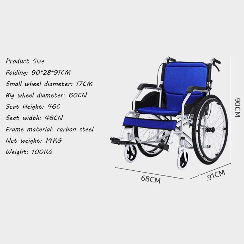 Folding Wheelchair Walking Chair Portable Ultra-Light Portable Wheelchair Detachable with handbrake Disabled Elderly Scooter