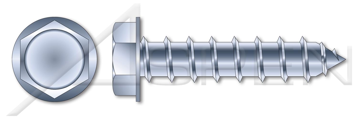 (2500 pcs) #14 X 3/4', Self-Tapping Sheet Metal Screws, Type A, Hex Indented Washer Head, A/F=7/16', Steel, Zinc Plated