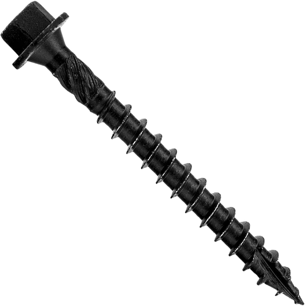 Jake Sales #14 X 2-1/2' Heavy Duty Black Timber/Log/Landscaping Wood Screws - Exterior Coated Heavy Duty Screws. Case of 42 x 50 Count Boxes - 2,100 Screws