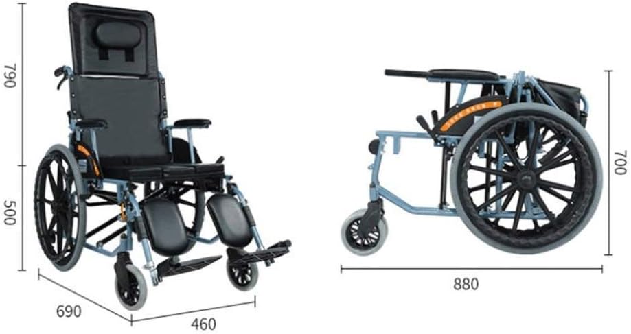Wheelchair-Portable Folding Travel Wheelchair, Hand-held Ultra-Light Transport Wheelchair, Disabled Scooter, Suitable for The Elderly 1296946cm