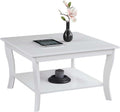 HomeStock Square Coffee Table - Solid Wood Living Room Accent Table - 30' x 30' x 18' White