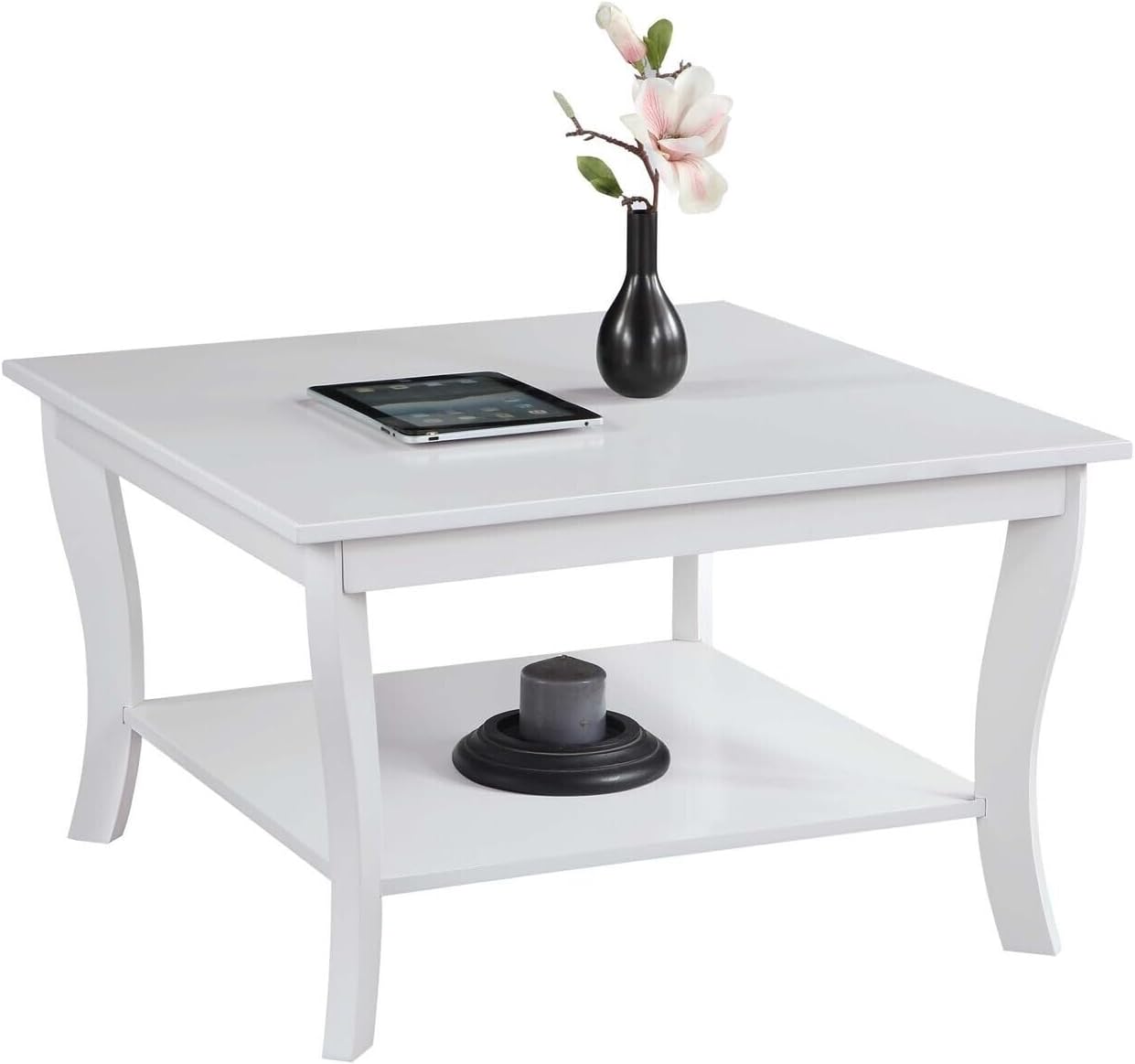 HomeStock Square Coffee Table - Solid Wood Living Room Accent Table - 30' x 30' x 18' White