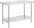 VEVOR Stainless Steel Prep Table, 24 x 48 x 34 Inch, 800 lbs Load Capacity, Heavy Duty Metal Worktable with 3 Adjustable Height Levels, Commercial Workstation for Kitchen Garage Restaurant Backyard