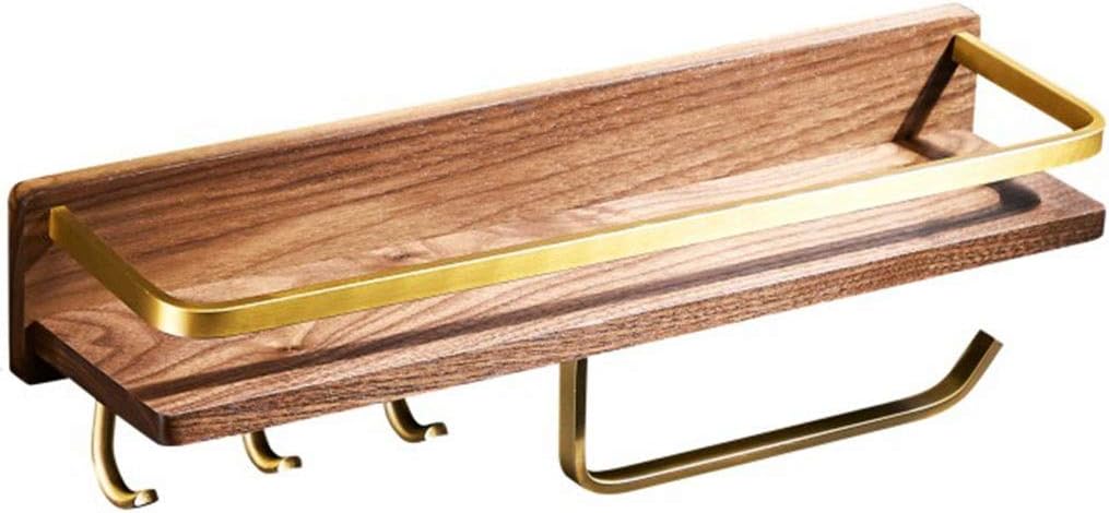 Floating Shelves Solid Wood Bathroom Shelf, Home Wall-Mounted Coat Rack, Bathroom Towel Bar, Modern Wall Decoration, Load Bearing 10kg (Color : Brown, Size : 45 * 11.5cm)