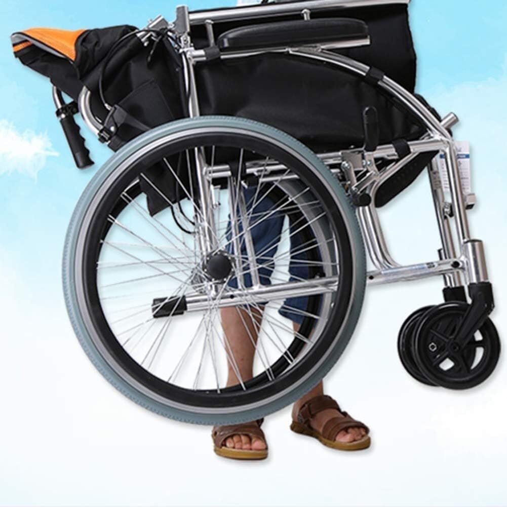 Lightweight Rehabilitation Chair, Wheelchair, Lightweight Folding Wheelchair, Thickened Aluminum Alloy, Old-Fashioned Scooter, Folding Manual, Inflatable-Free