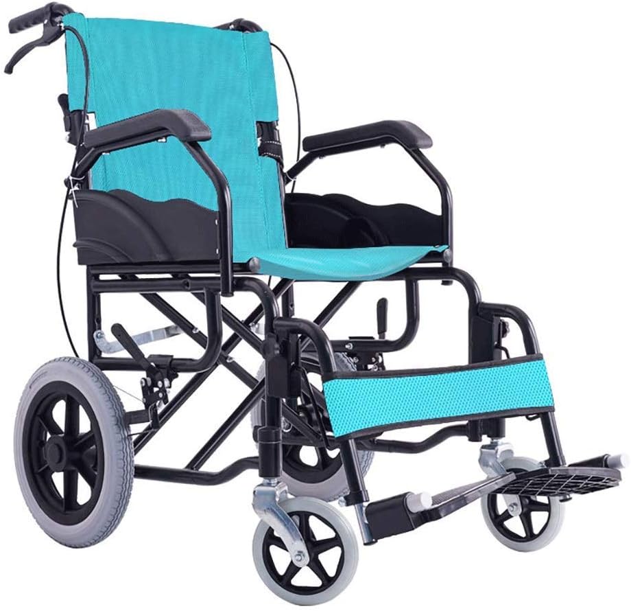 Wheelchair, Aluminum Alloy Stab-Resistant Tire Wheelchair Small Folding Lightweight Elderly Disabled Scooter, Size: 90 80 58cm