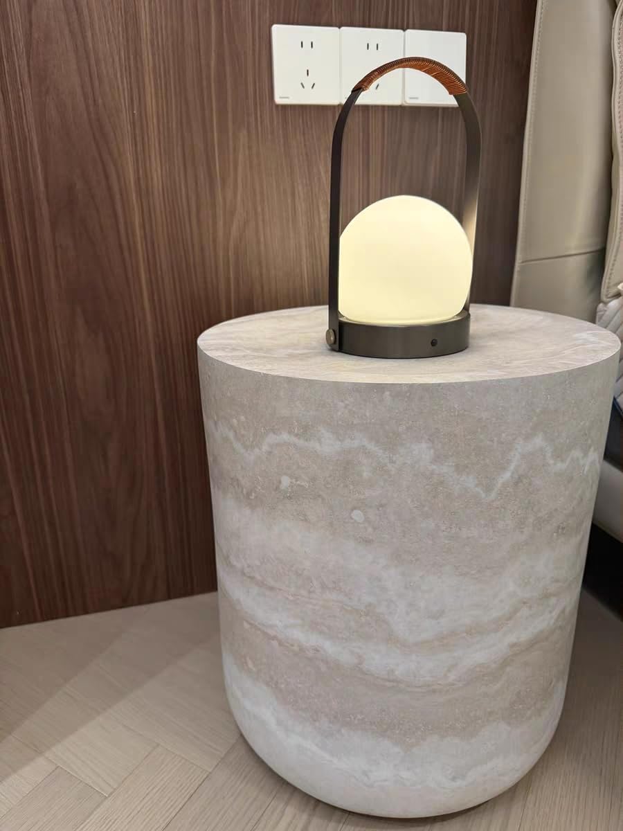 JUSTONE 15.74 ''Round Coffee Tables for Living Room, Faux Mars Pattern Modern Minimalist Side Tables Accent End Table End Table for Apartment,Office,Ø15.74'' x 17.71' H,Marble