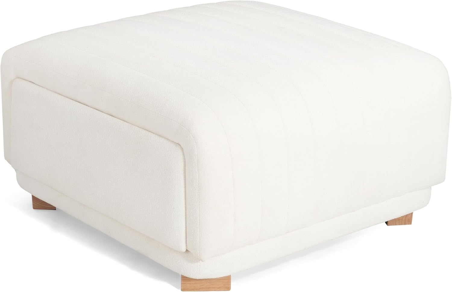 Christopher Knight Home Reyno Upholstered Ottoman with Storage for Living Room, Chenille Fabric Storage Ottoman Foot Rest with Side Drawers, Modern Square Coffee Table with Wooden Frame, Light Beige