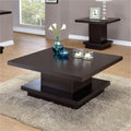 BOWERY HILL Square Pedestal Storage Coffee Table, Cappuccino Finish, 35.5 in x 35.5 in, Contemporary Design, Includes Storage Compartment, Ideal for Living Room