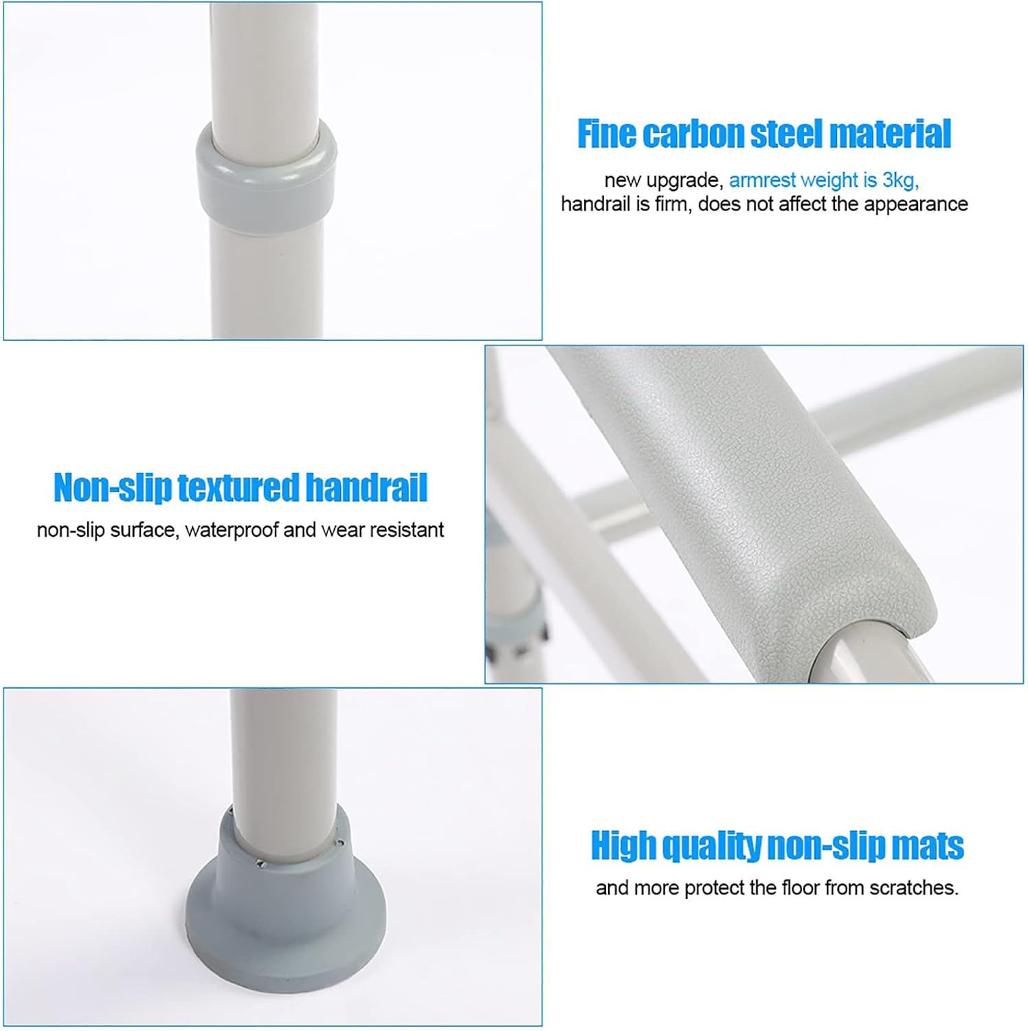 Adjustable Safety Toilet Grab Bar for Handicap Support - Non-Slip Textured Armrests, Durable Steel Bracket, Waterfall Design - Bathroom Aid for Disability Assistance