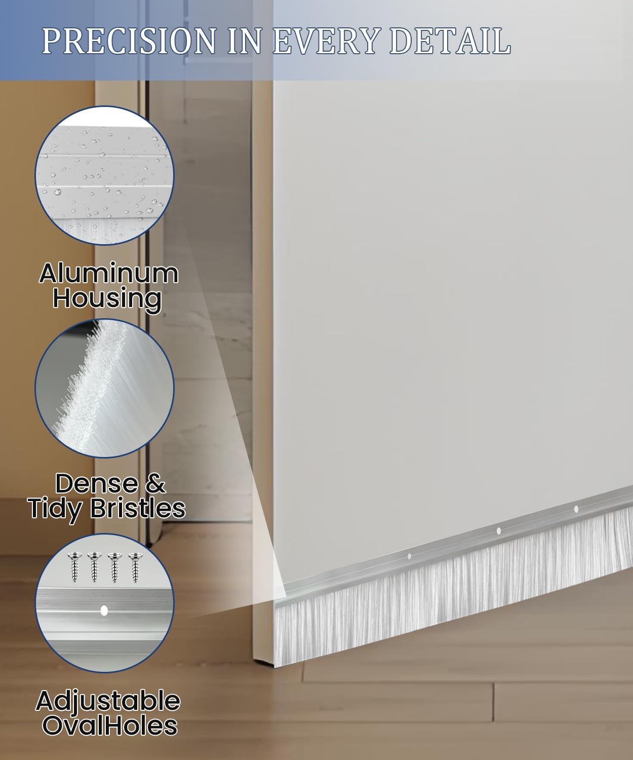 12-Set Door Brush Sweep – 2.80' x 39.3' CEPIA Garage Door Seal –White Roll Up & Exterior Door Sweep for Bottom Gap Protection (472 in / 12000 mm)