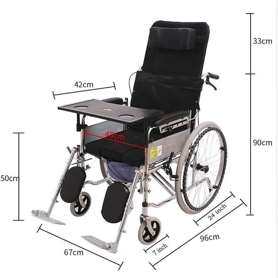 Wheelchair Lying, Light with Toilet Multifunction Old Man Disabled Trolley Scooter,Portable