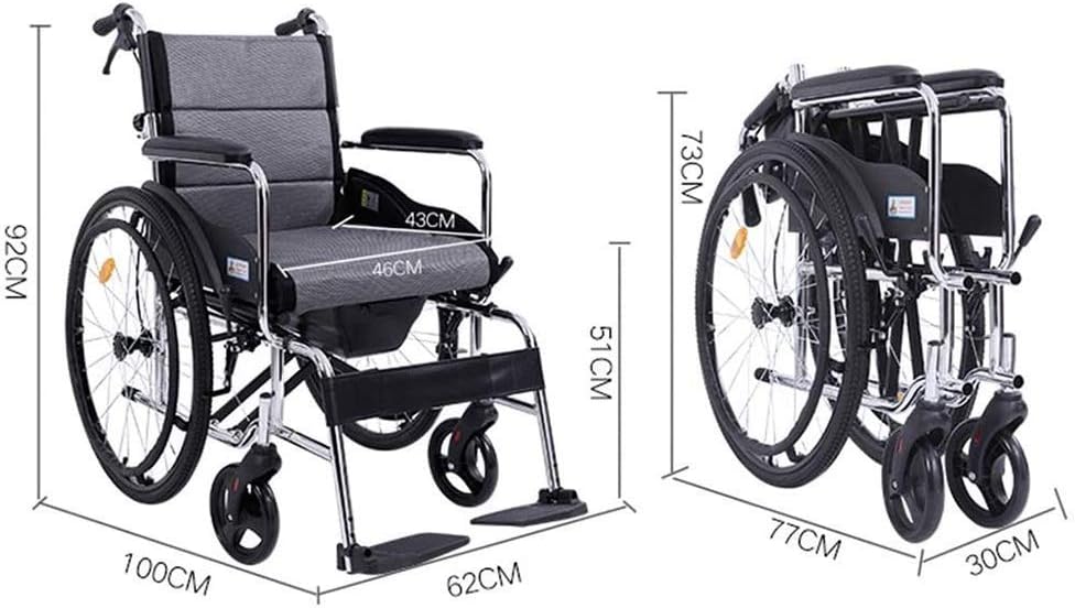 Wheelchair Foldable, Self-Propelled with Adjustable Pedals Non-Pneumatic Tire Honeycomb Breathable Cushion Disabled/Elderly Push Scooter,Red (Red)(Black)