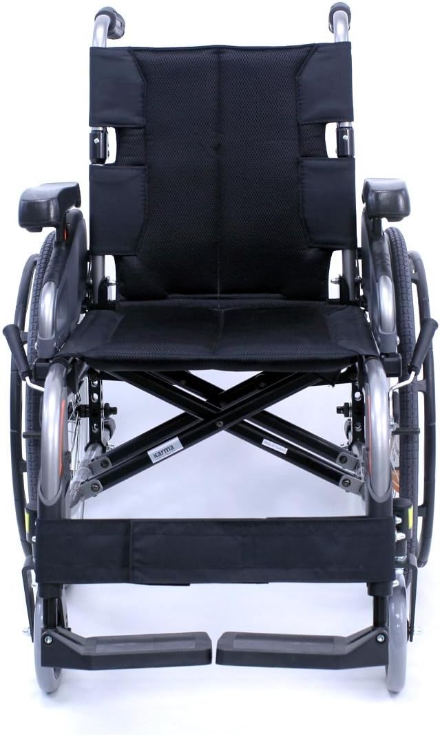 Karman Flexx Ultra Lightweight Wheelchair, 18' X 16', Black Frame | Fully Adjustable, Quick Release Rear Wheel Axle, Folding Backrest