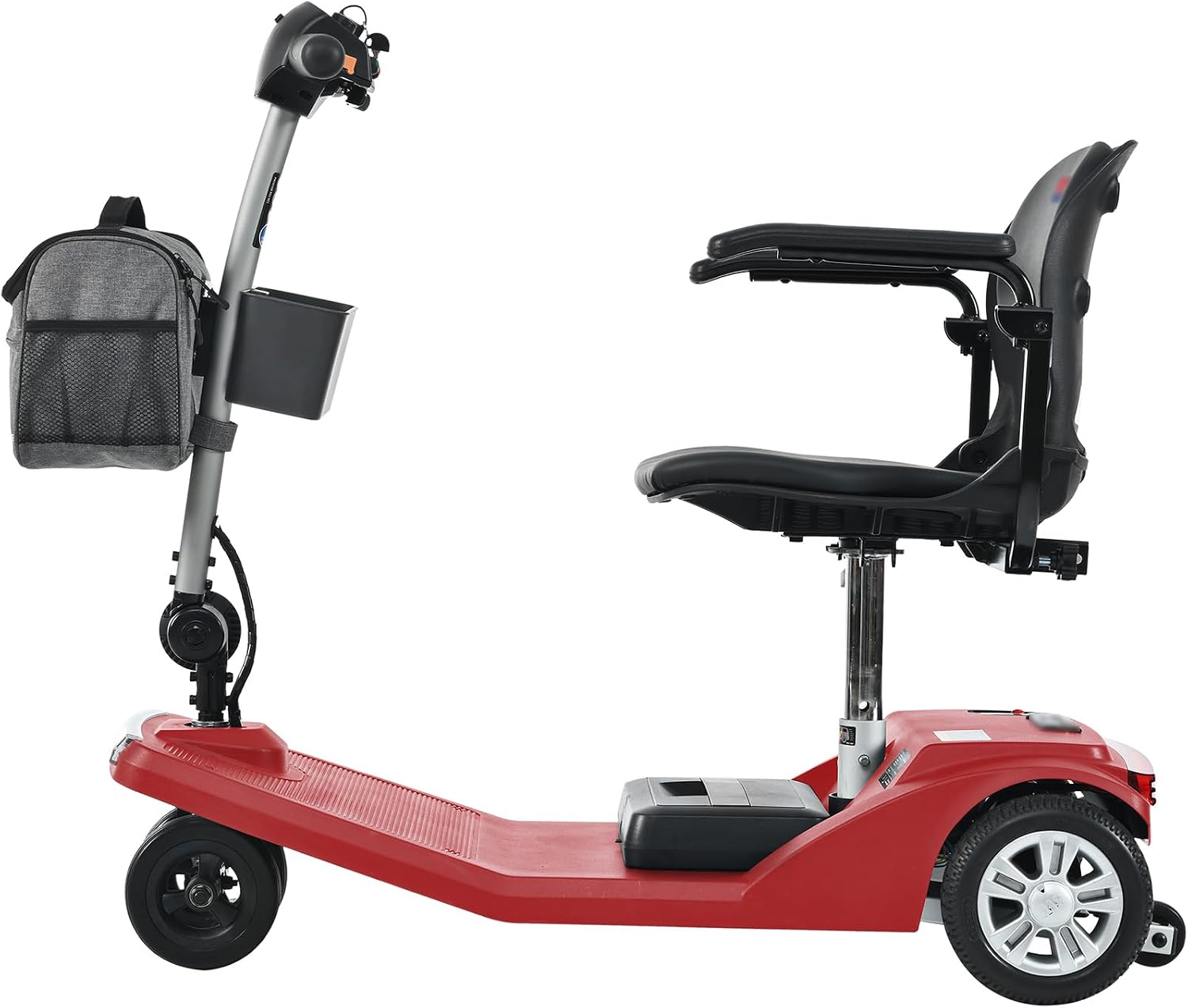 Mobility Scooters for Seniors & Adults 350 Lb Weight All Terrain,Lightweight 4-Wheel Powered Mobile Scooter,Foldable Disability Electric Wheelchair,Luxury Seat,w/Led Lights,15Miles,5MPH,red