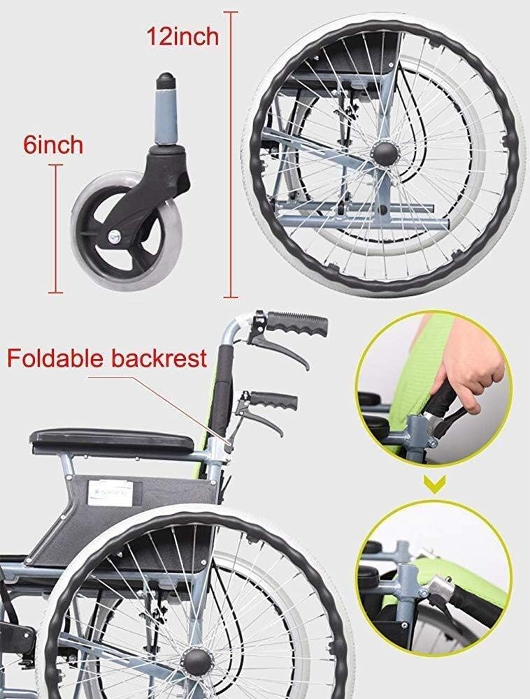 Wheelchair Manual, Sturdy Durable Light Fold Home Seniors Disabled Scooter Trolley,Portable