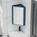 Bathroom Mirror Cabinet, Corner Vanity Mirror for Small Space, Wall Mounted Bathroom Storage Cabinet with Mirror, Aluminum Alloy Construction IP54 Waterproof (Color : Blue)