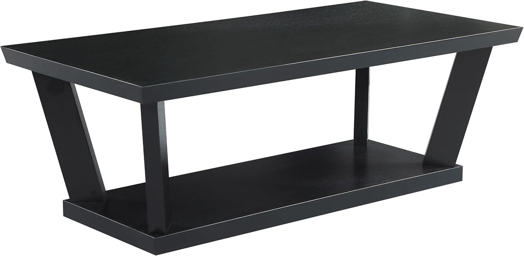 Coaster Home Furnishings - Aminta - Wood - 3-Piece Coffee and End Table Set with Beveled Tops, Angled Legs, and Flush Squared Base - Contemporary Style - Living Room - Black - 753434